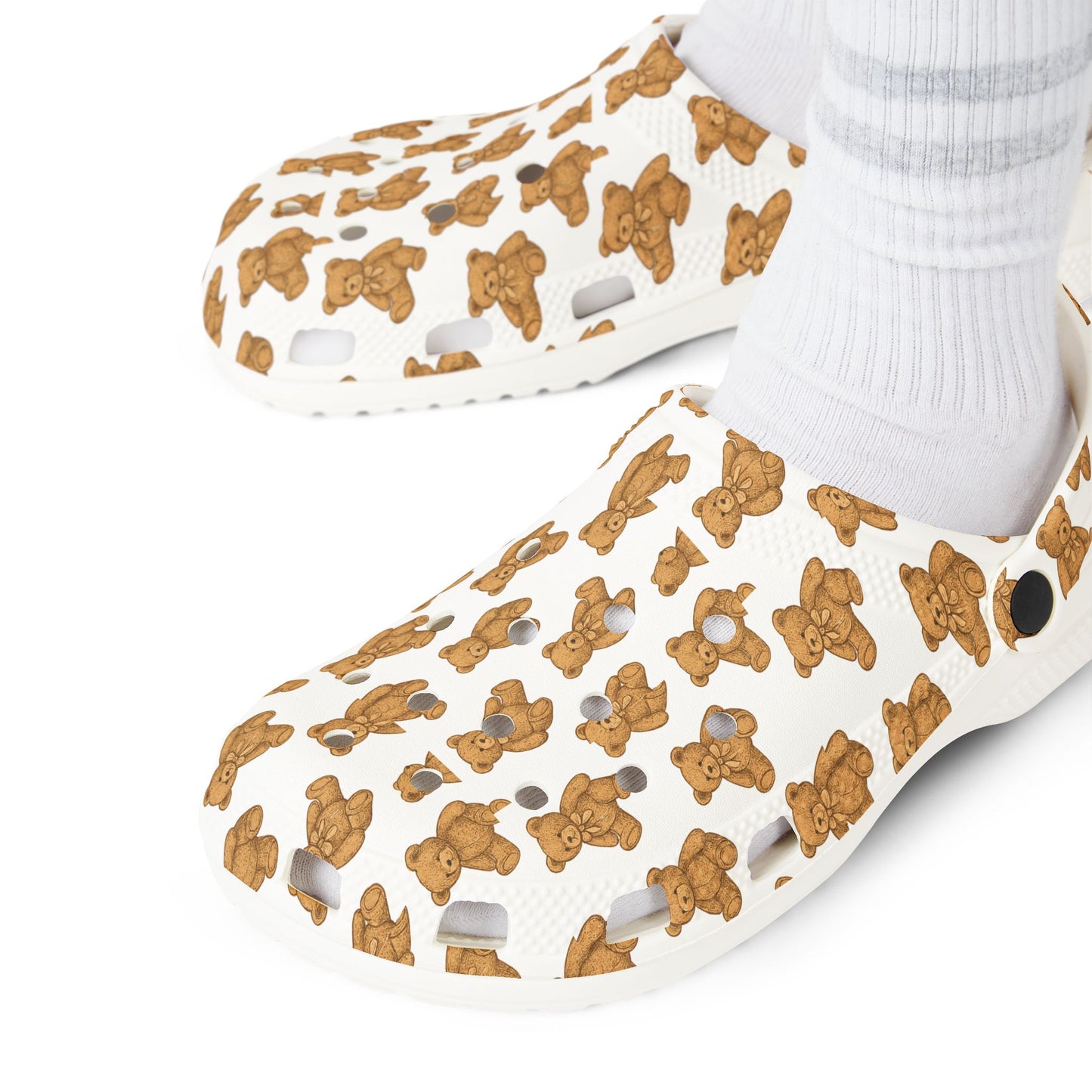 Teddy Bear Pattern EVA Foam Rubber Shoes - Cozy Slip-On Clogs for Everyday Wear, Gift for Her, Summer Footwear, Fun House Slippers