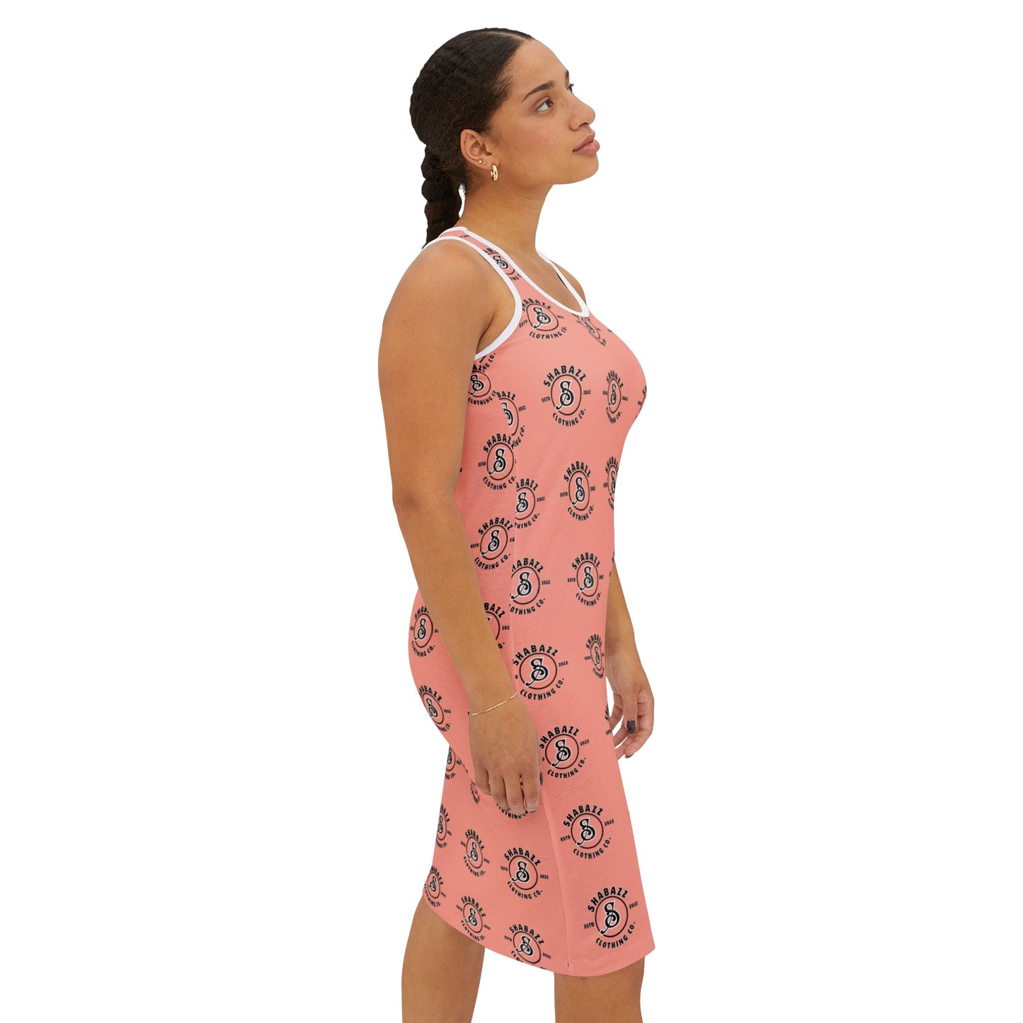 Shabazz Peach Pattern Racerback Dress — All-Over Print Casual Sundress