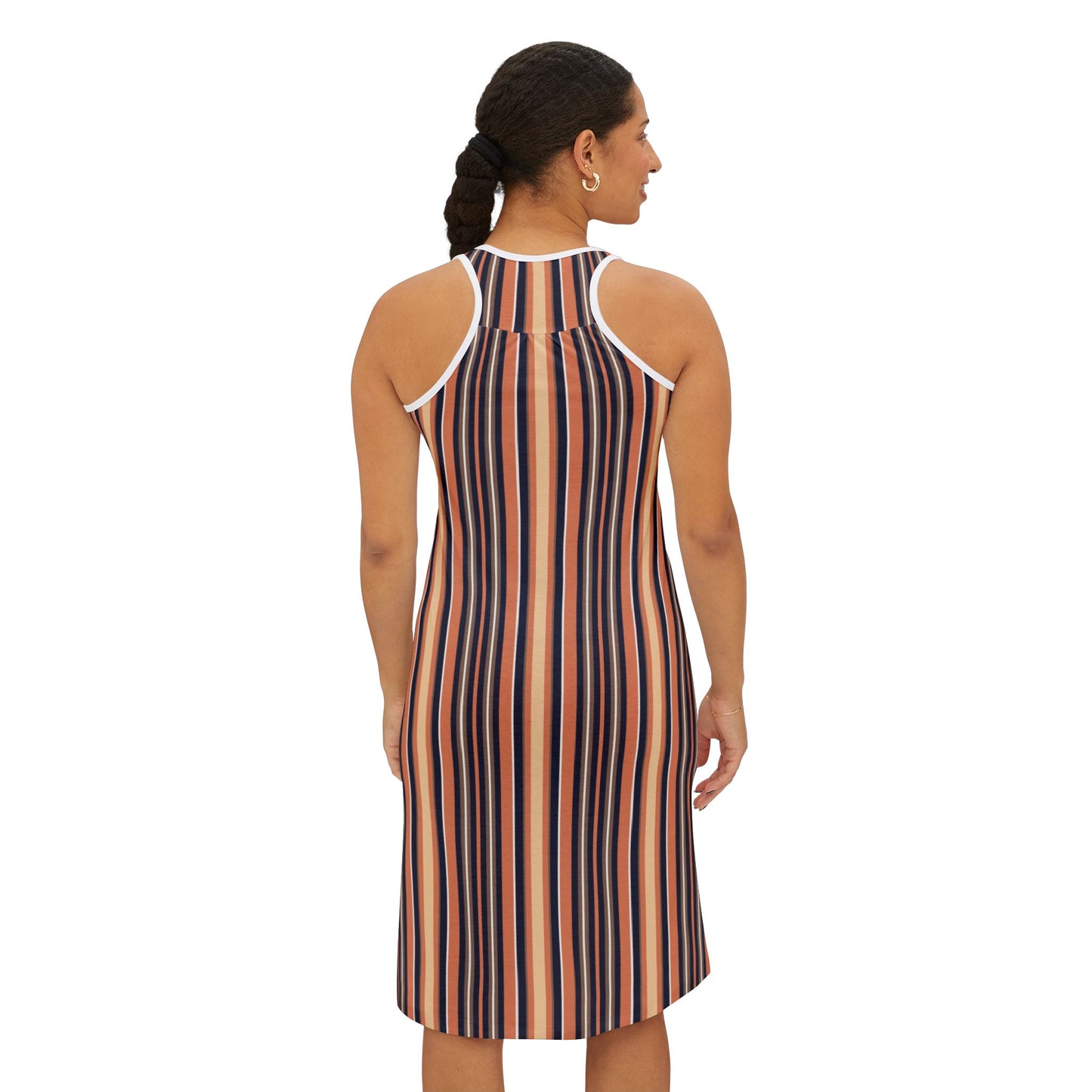 Stripe Pattern Racerback Dress — All-Over Print Casual Sundress