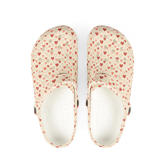 Cute Heart Pattern EVA Foam Rubber Shoes - Cozy Slip-On Clogs for Everyday Wear, Gift for Her, Summer Footwear, Fun House Slippers