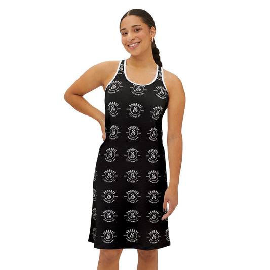 Shabazz Black & White Pattern Racerback Dress — All-Over Print Casual Sundress