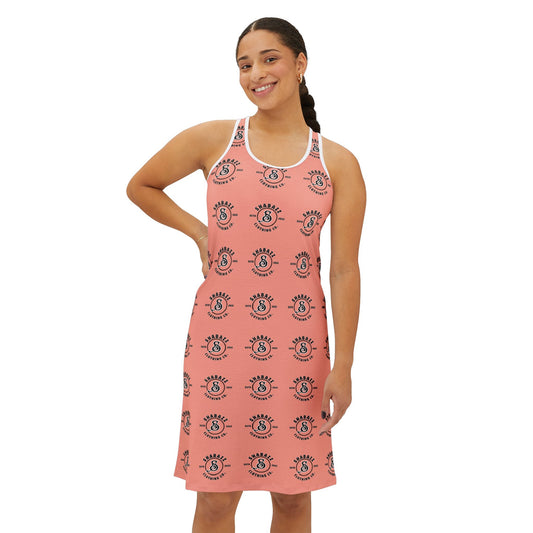 Shabazz Peach Pattern Racerback Dress — All-Over Print Casual Sundress