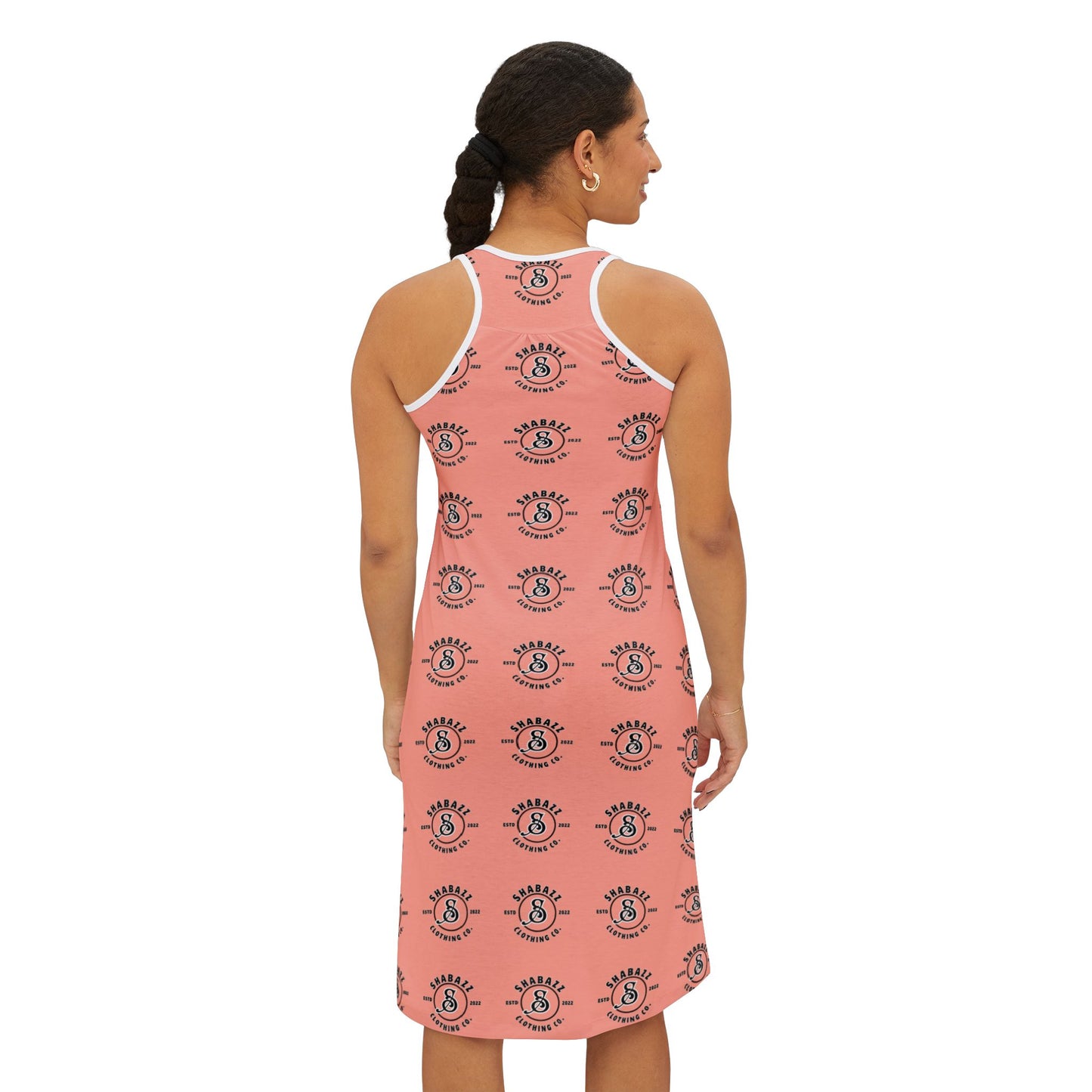 Shabazz Peach Pattern Racerback Dress — All-Over Print Casual Sundress