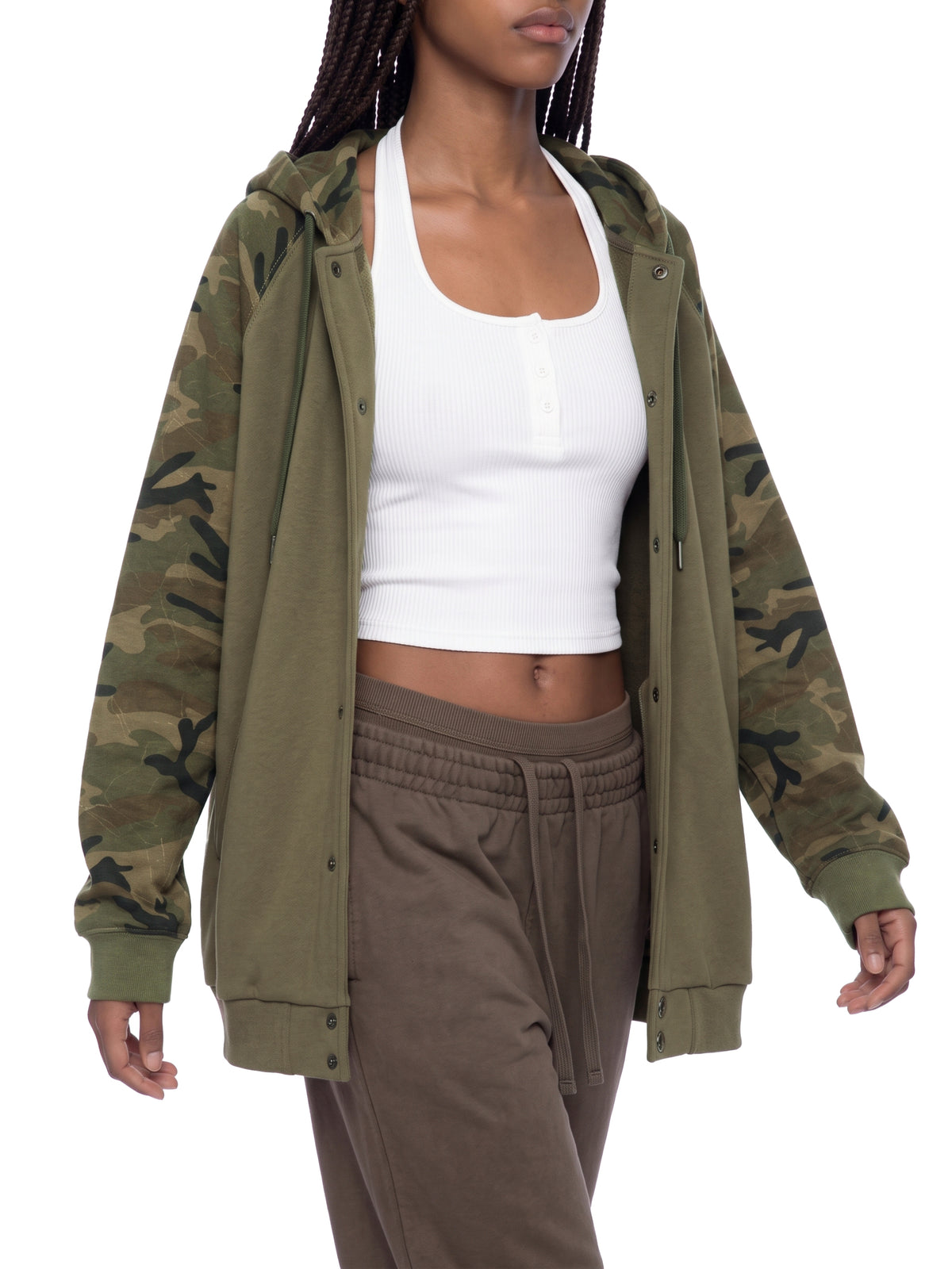 Shabazz Unisex Camo-Splice Raglan Zip Hoodie