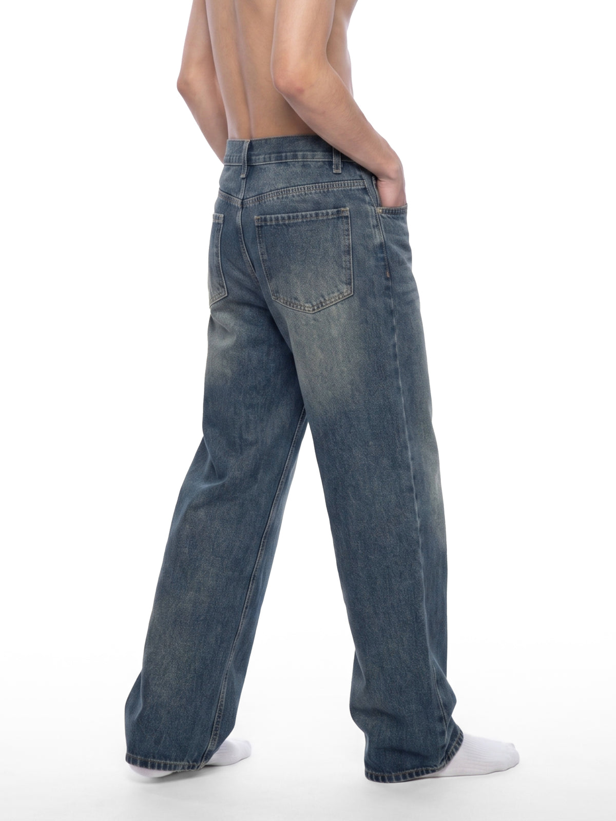 Shabazz Men’s Vintage Wash Straight Leg Denim Jeans